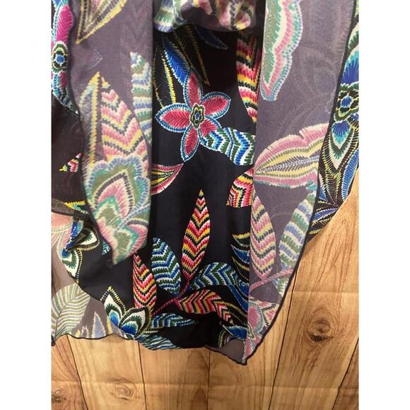 Cacique 42DD blue Swim dress lightly lined plunge Floral Tropical Boho Vacation - Picture 7 of 12